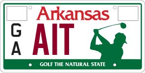 Help Support Arkansas Junior Golf, license plate